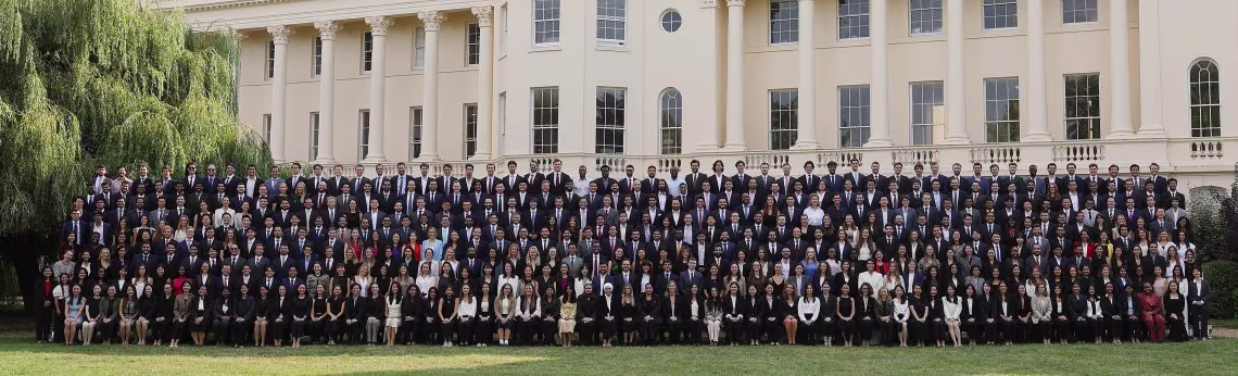 London Business School's MBA Class of 2026 on the front lawn of LBS' Sussex Place campus