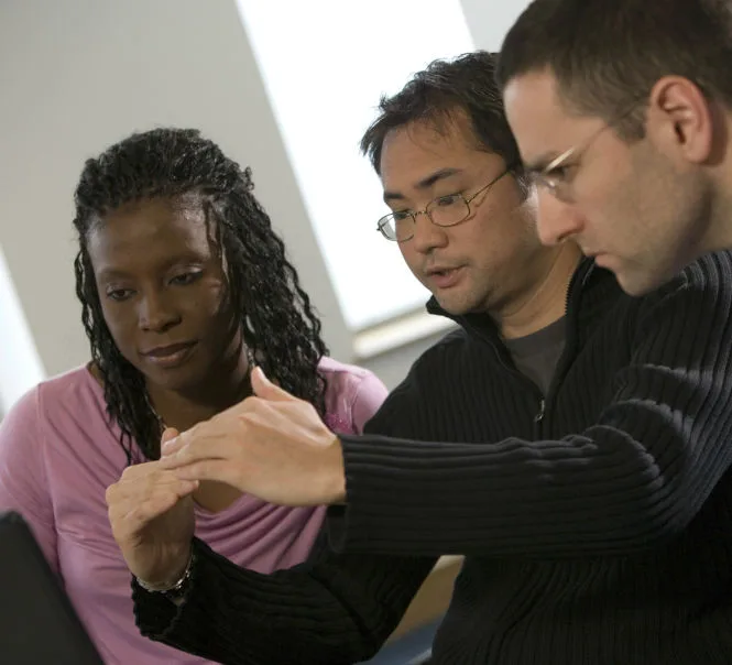 Students discussing in a class room