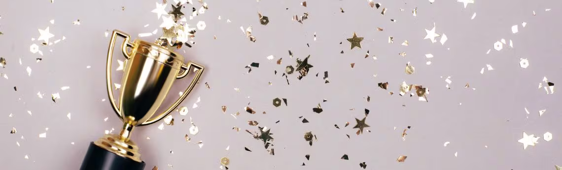 Trophy with gold glitter