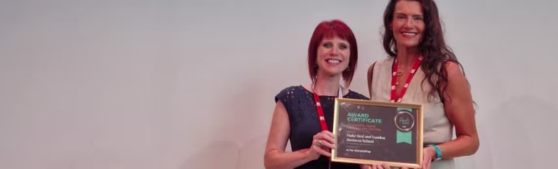 Jade Mountain, Director of Strategic Digital Learning Solutions for London Business School receiving a MERIT Award